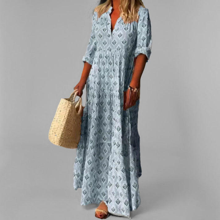 Wide Maxi Dress with Vintage Inspired Elegant Style