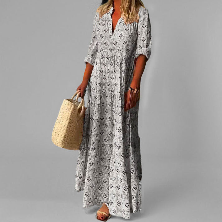 Wide Maxi Dress with Vintage Inspired Elegant Style