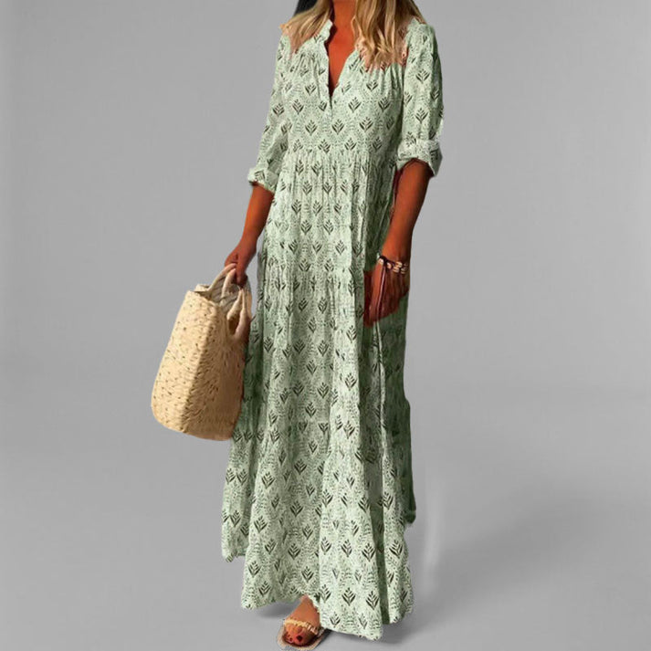 Wide Maxi Dress with Vintage Inspired Elegant Style