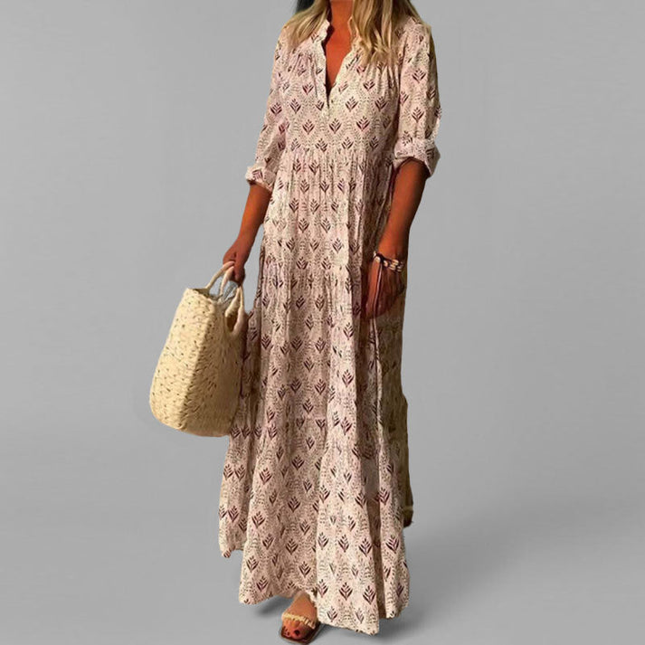 Wide Maxi Dress with Vintage Inspired Elegant Style