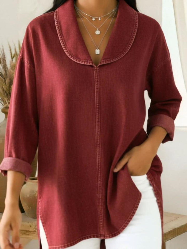 Retro Top with Shawl Collar and Refined Appearance