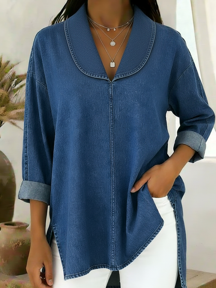 Retro Top with Shawl Collar and Refined Appearance