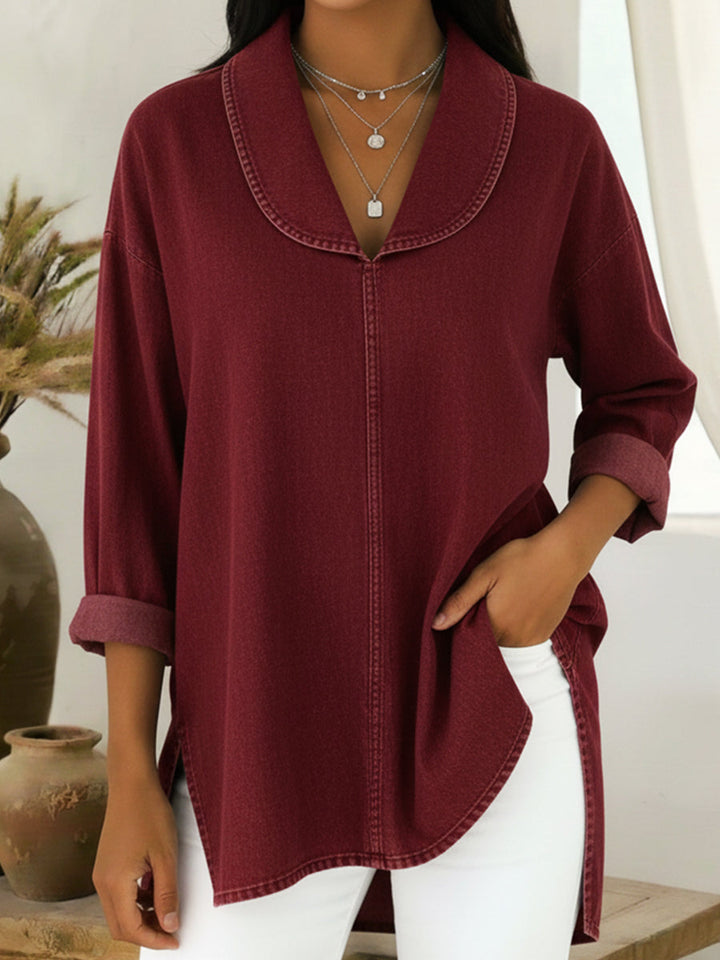 Retro Top with Shawl Collar and Refined Appearance